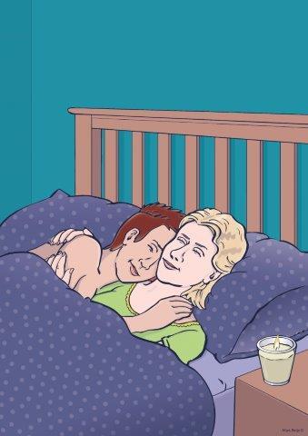 Lesbisch stel genieten na seks in bed