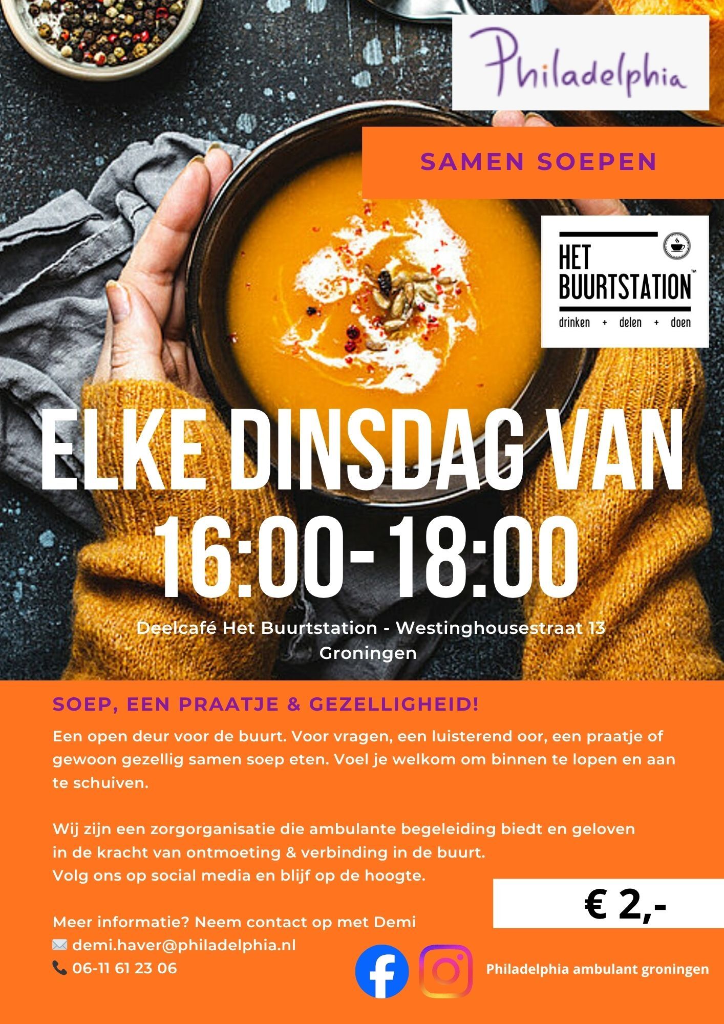 Soep een praatje en gezelligheid